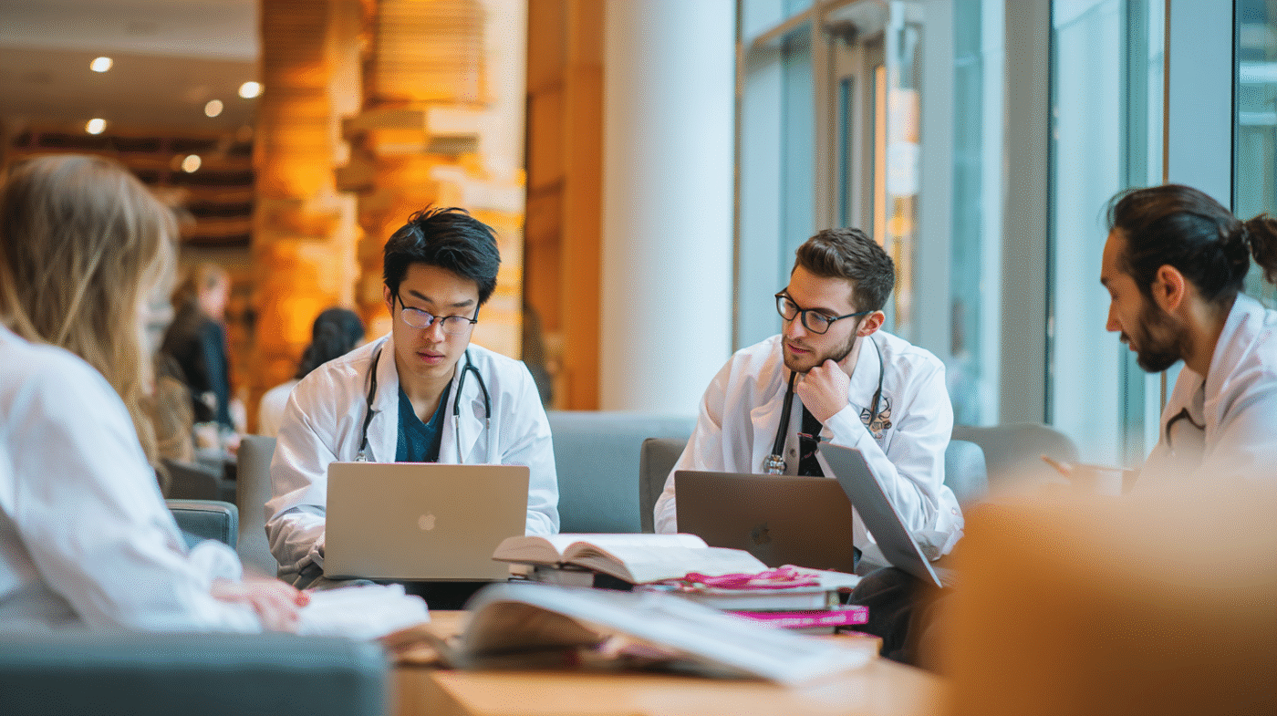 Medical students studying together