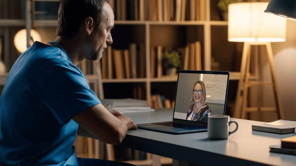 Therapist working online with a medical professional