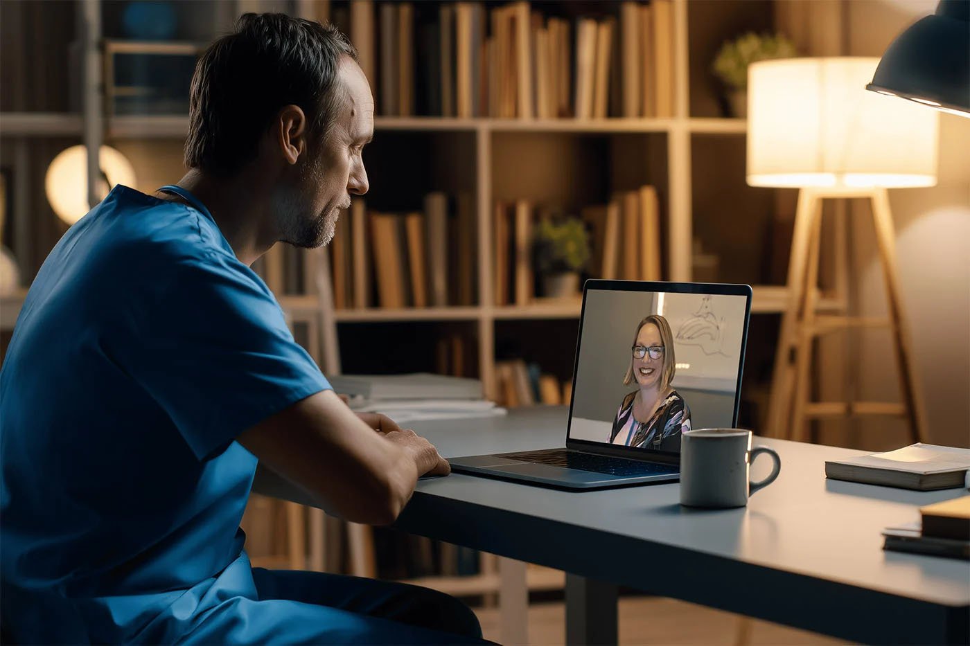 Therapist working online with a medical professional